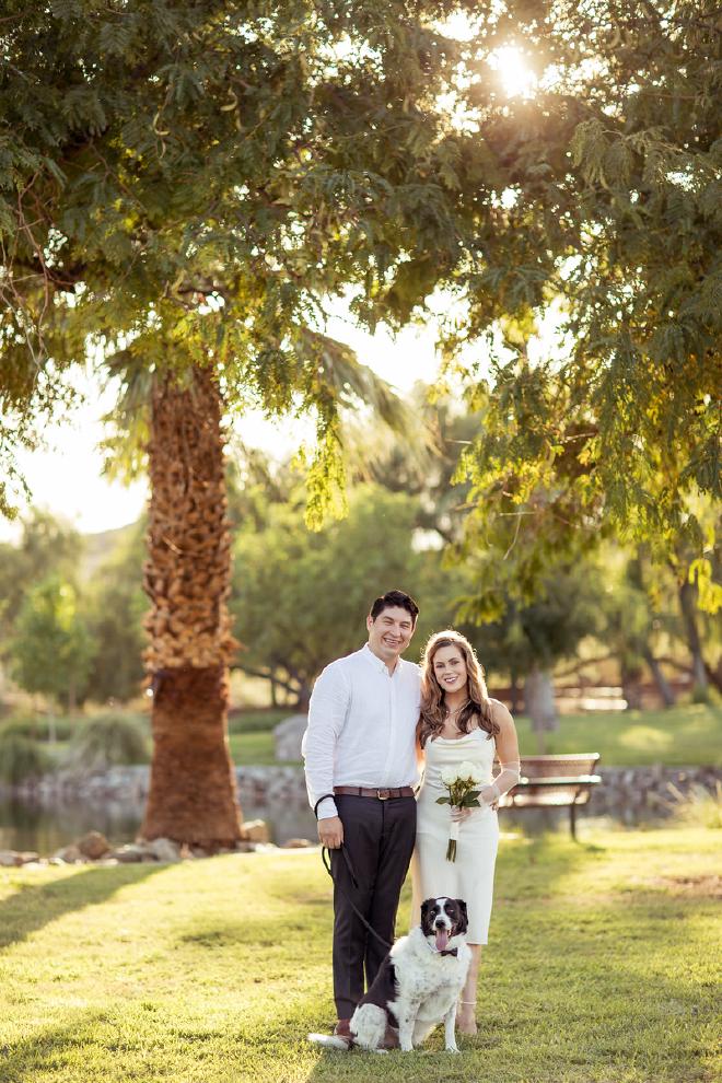 Photo of Heidi and I with our dog at a park